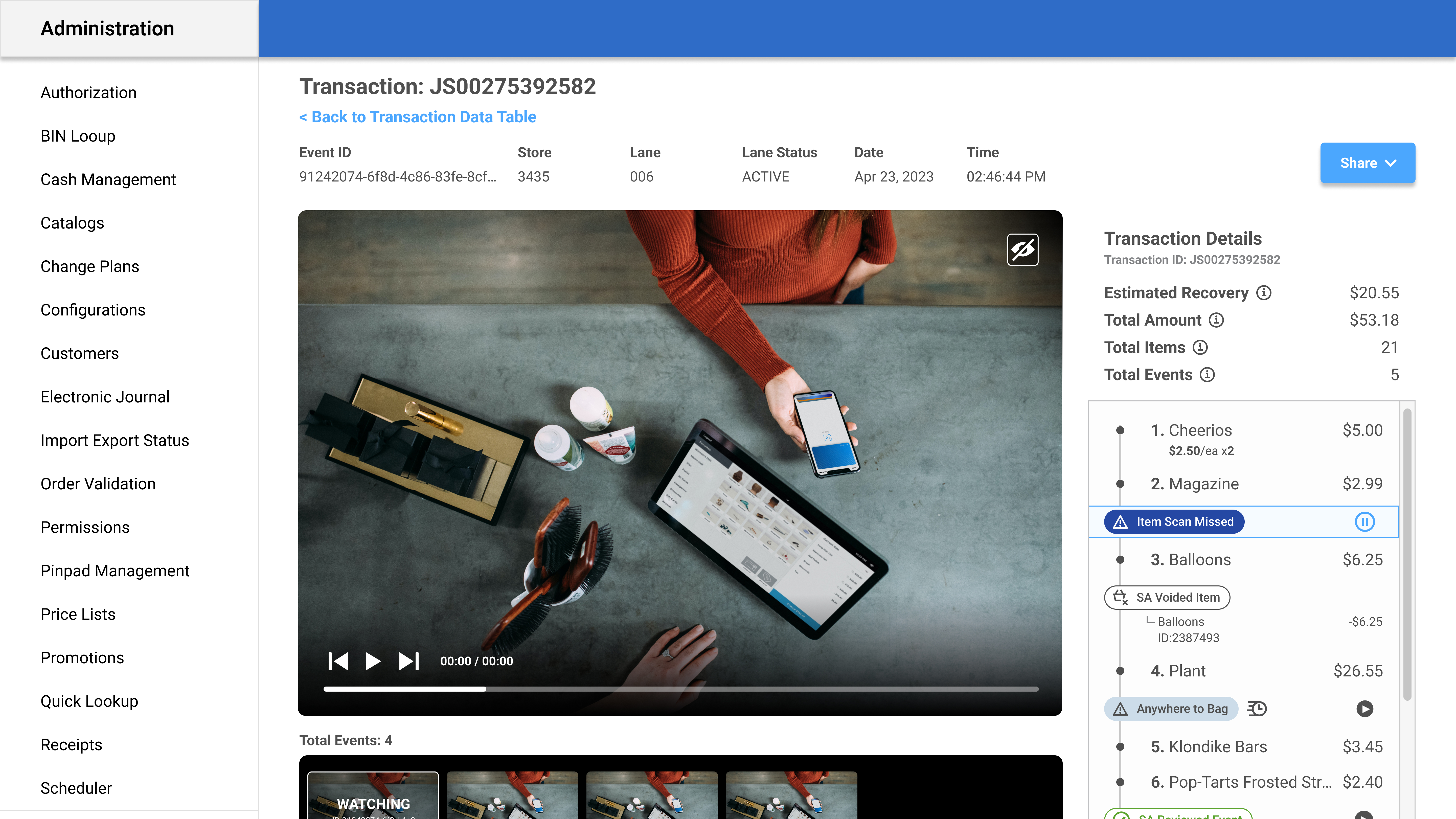Event Capture Transaction Detail